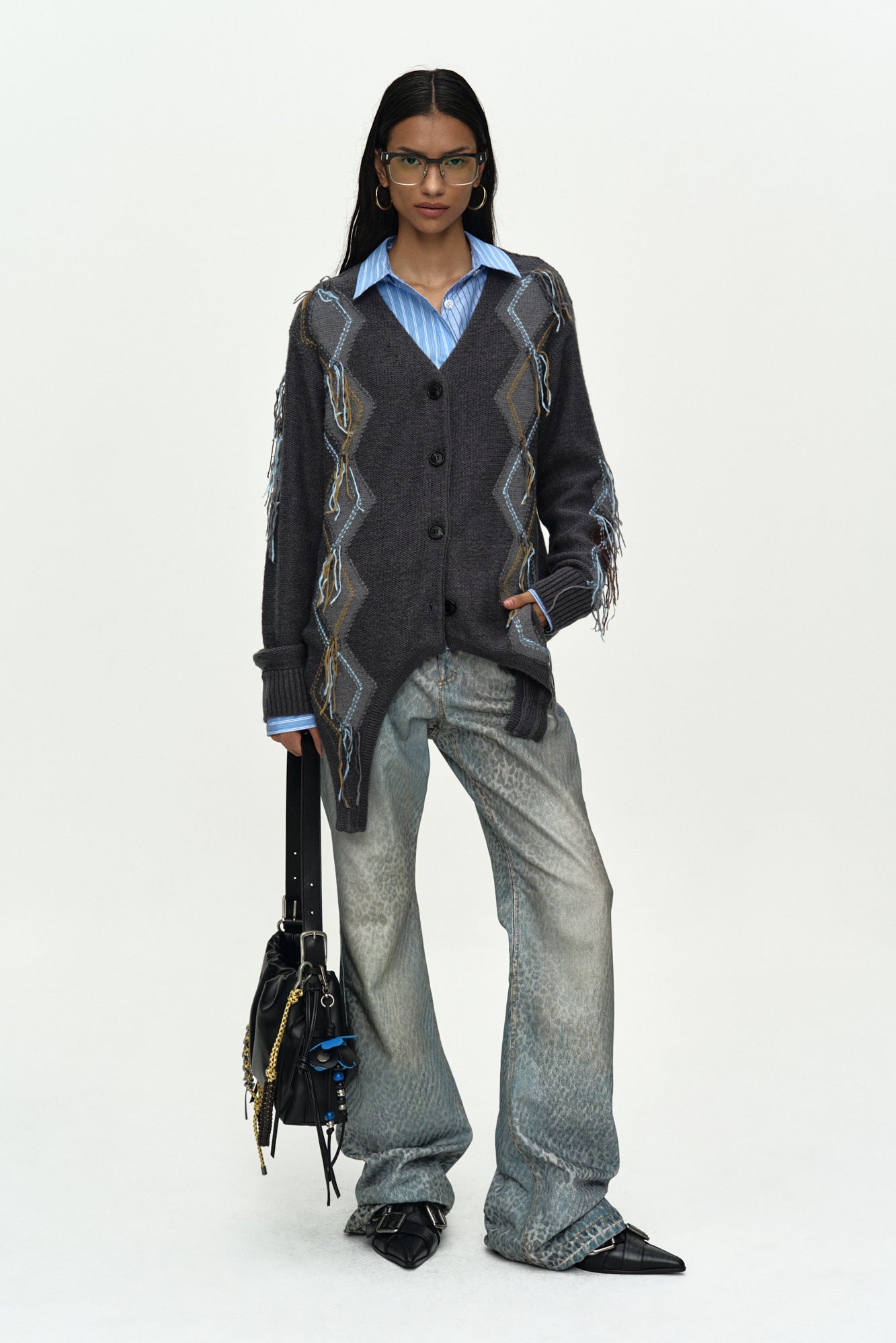 Andersson Bell Leopard Fade Denim Printed Bootscut Jeans