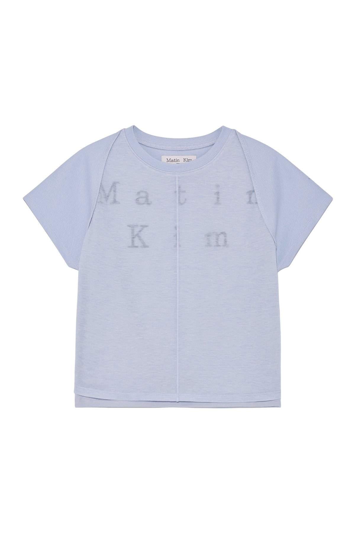Matinkim Pintuck Layered Slim Crop Top IN Light Blue