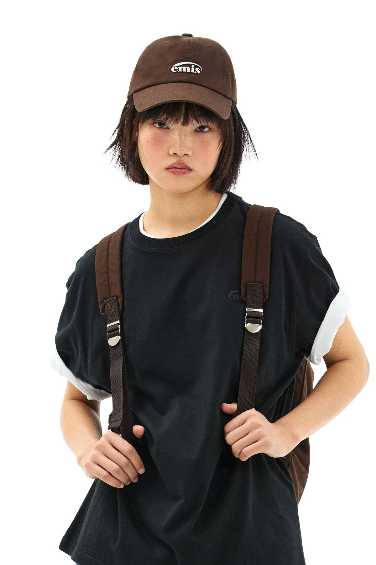 Emis Mono Logo Print T-Shirt-Black