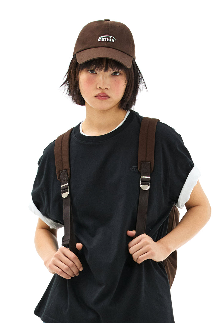 Emis Mono Logo Print T-Shirt-Black