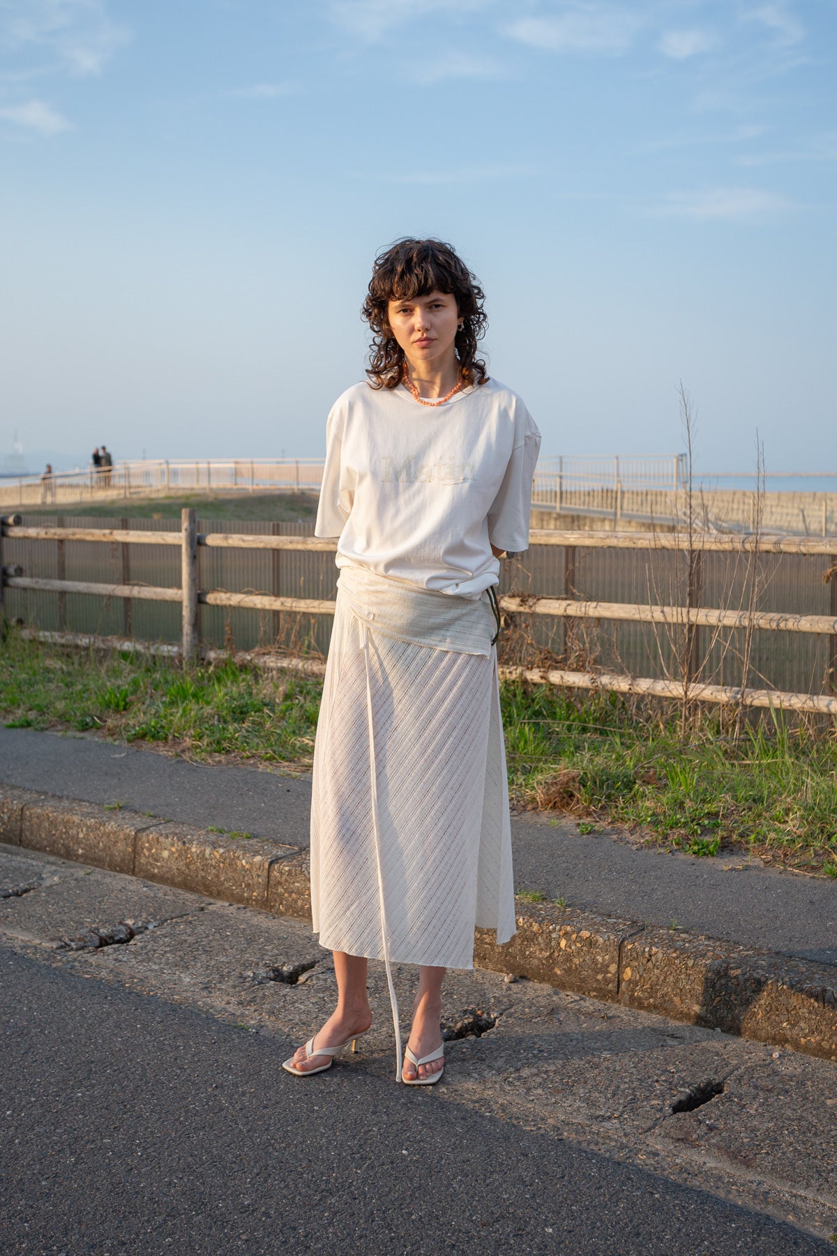 Matinkim Stitch Printing Detail Oversize Top IN White
