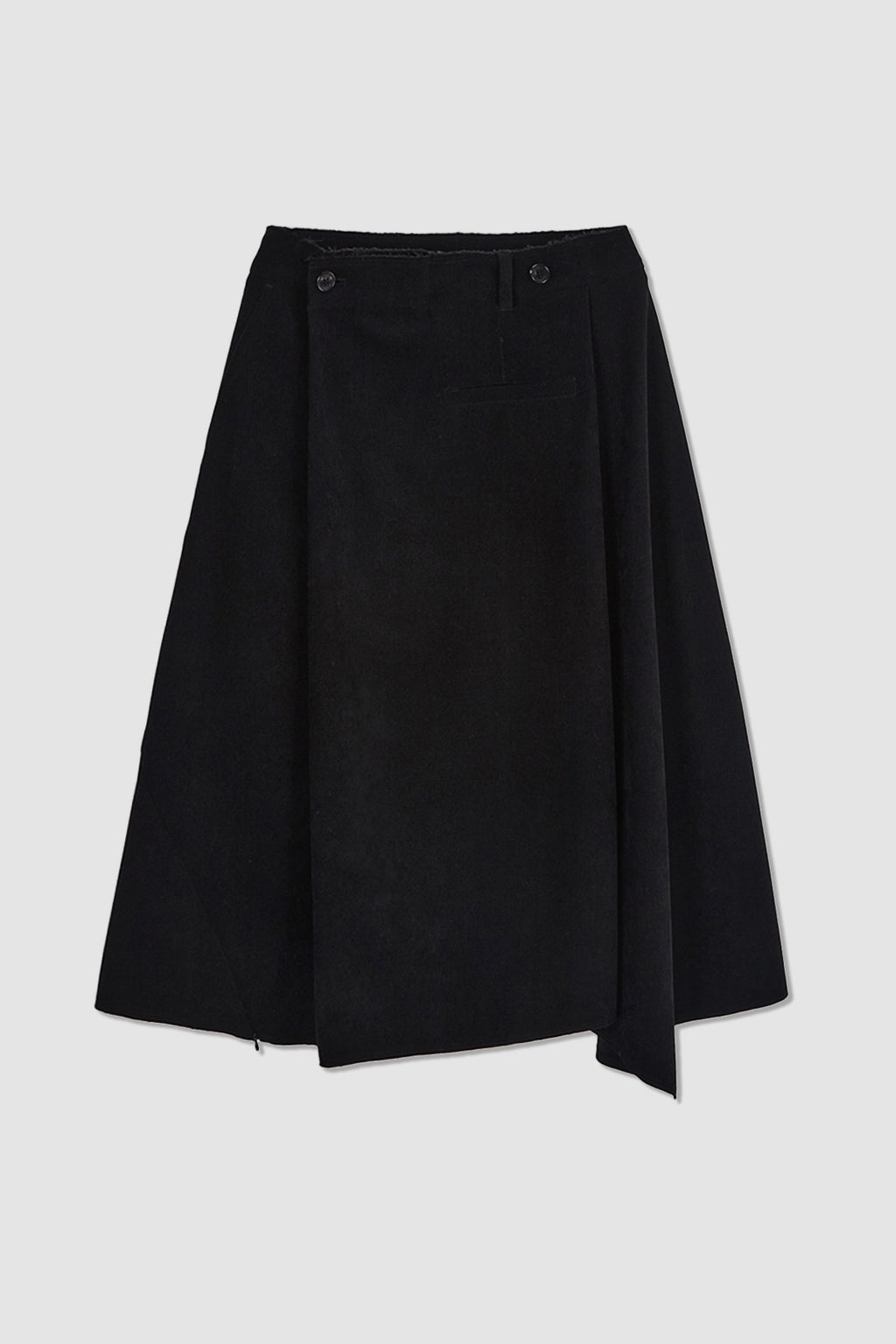 Matinkim Asymmetric Wrap Midi Skirt IN Black