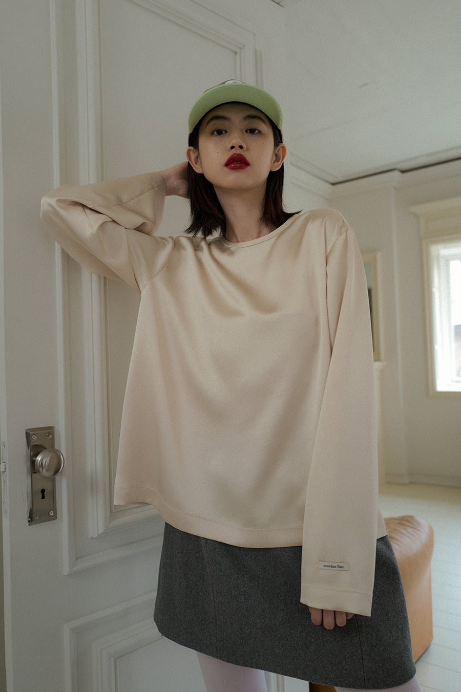 Overdueflair Basic Satin Blouse Cream
