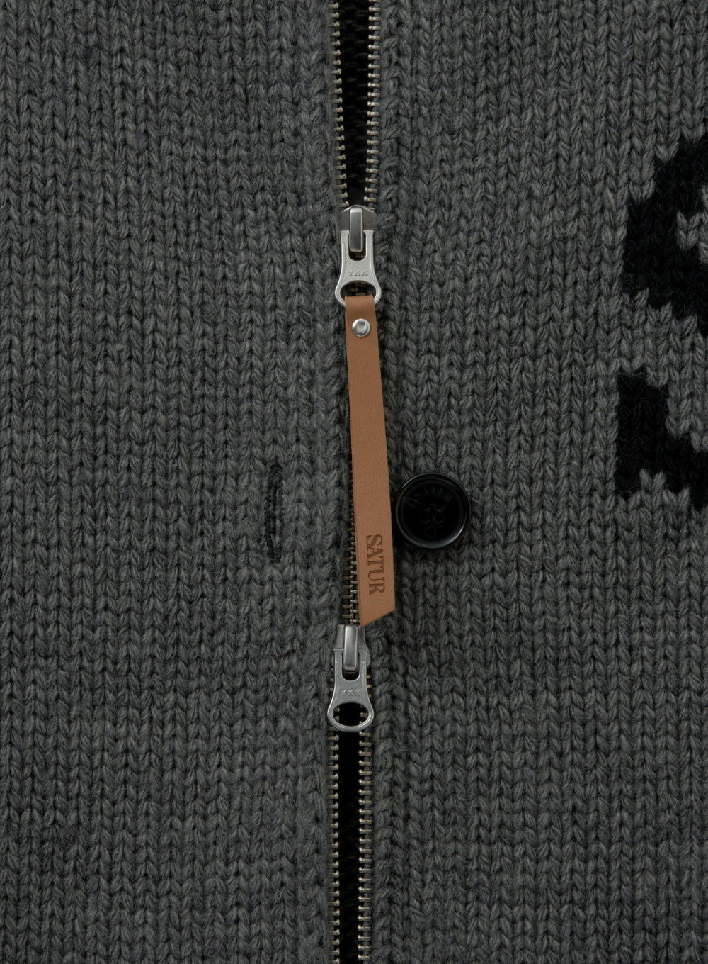 [satur] Knit Varsity Jacket - Charcoal