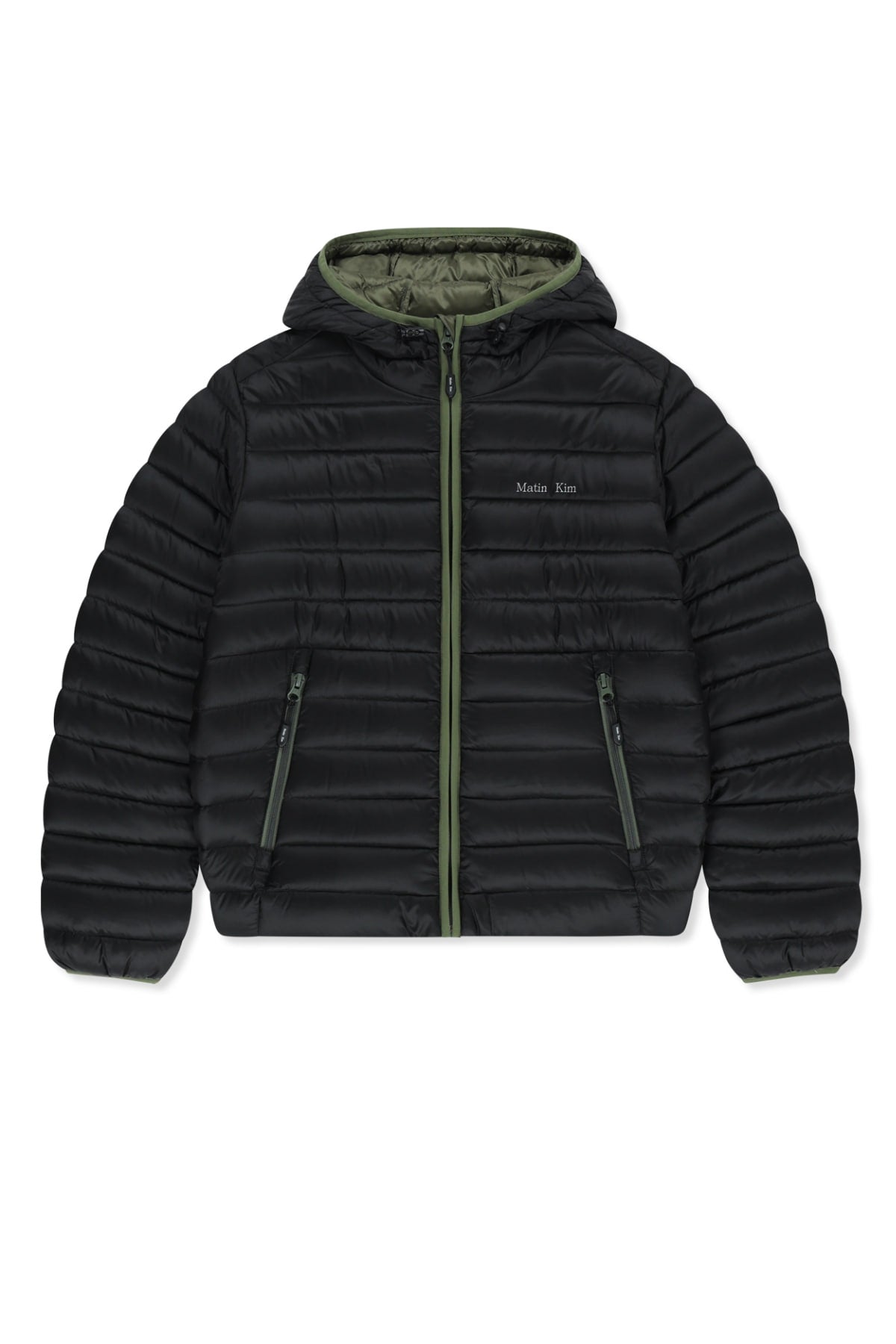 Matinkim Contrast Trim Light Down Hoody Jumper IN Black