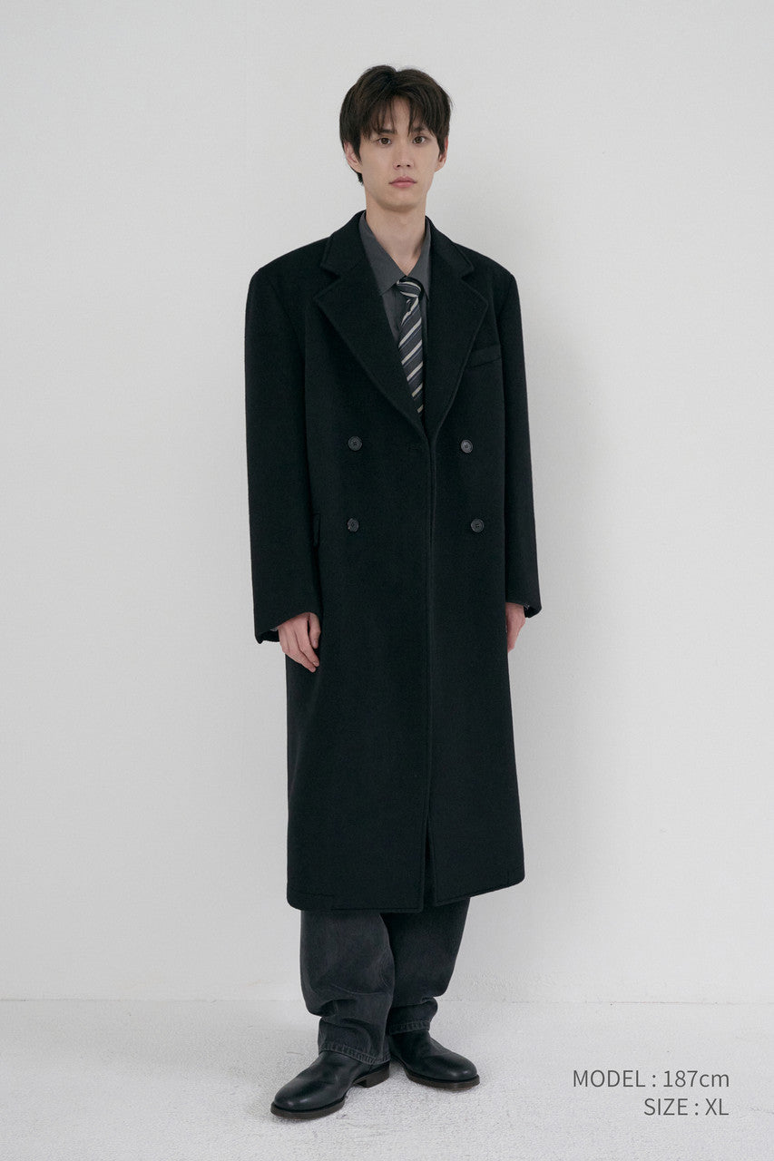 Dunst Unisex Loose Double-Breasted Coat Black