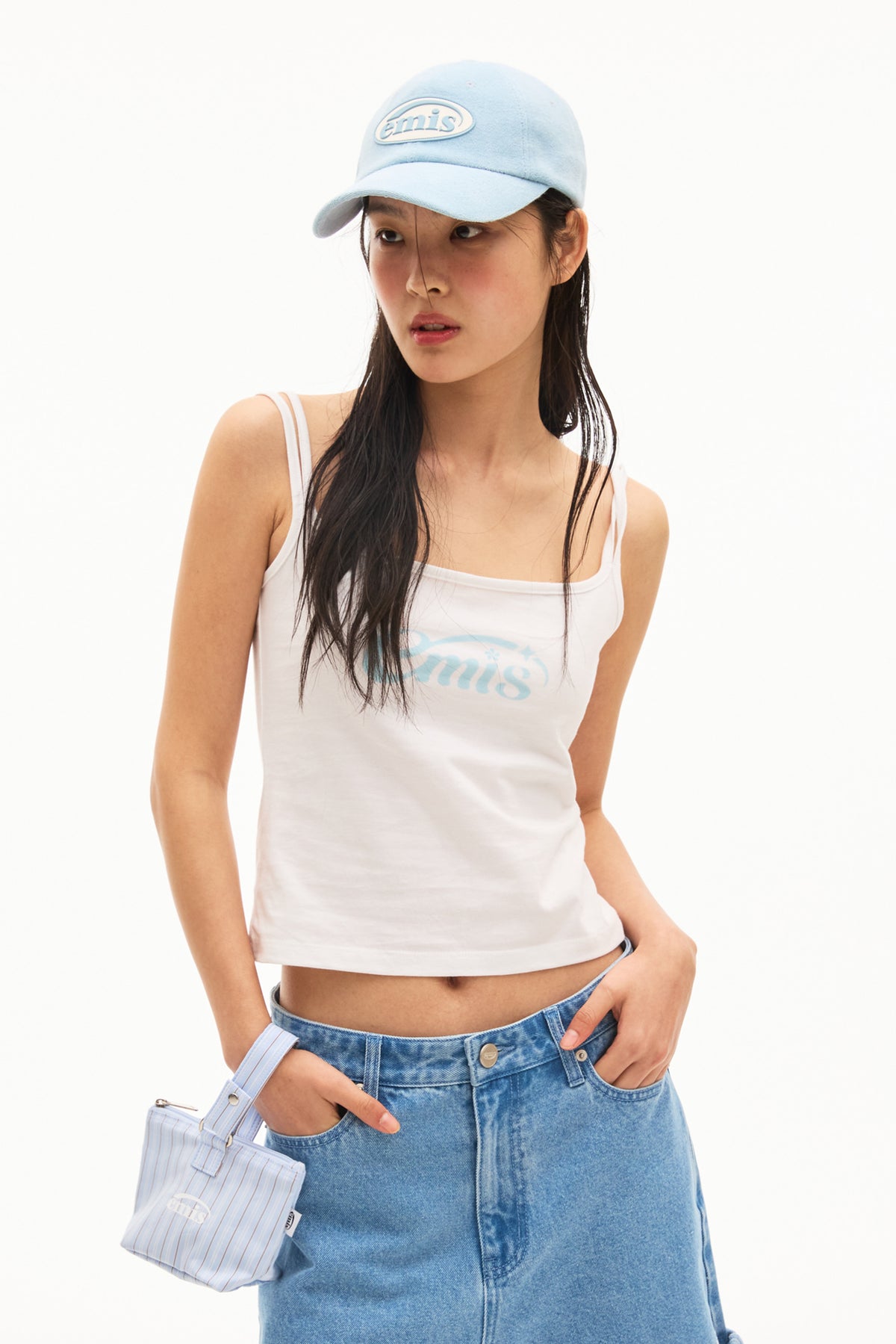 Emis Halo Logo Double Sleeveless Top-White