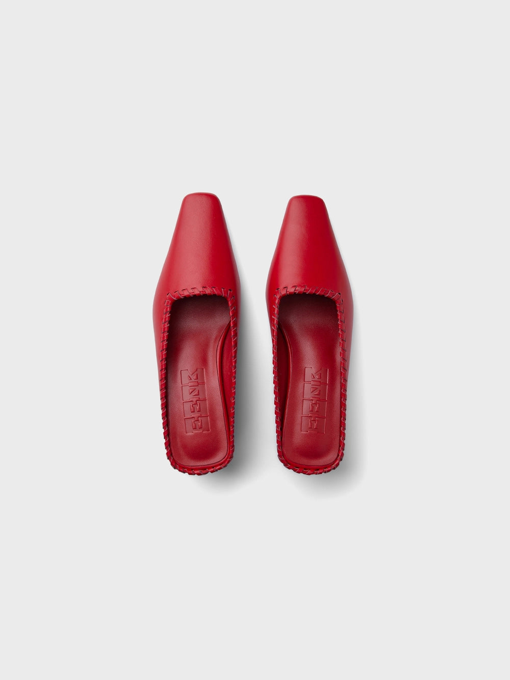 EENK Classic Stitch Detail Mules - Red