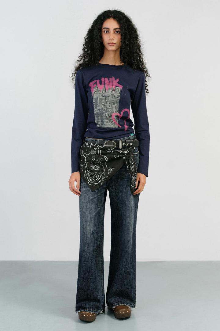 Instantfunk Low Rise Buckle Denim - Blue