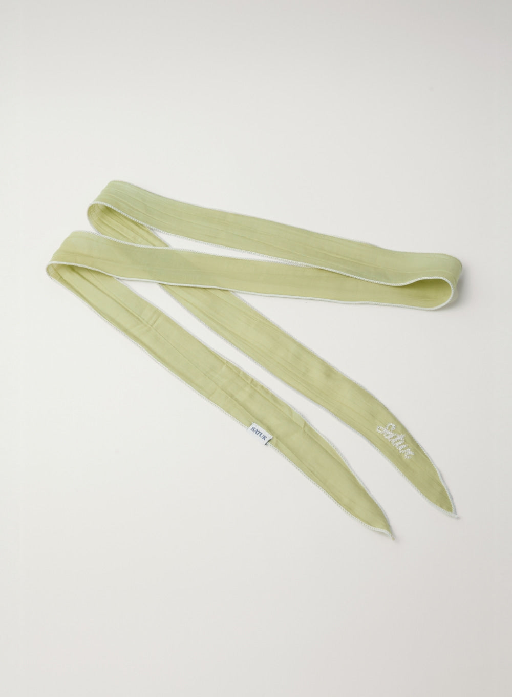 Satur (W) Wrinkle Color Block Scarf - Olive Green
