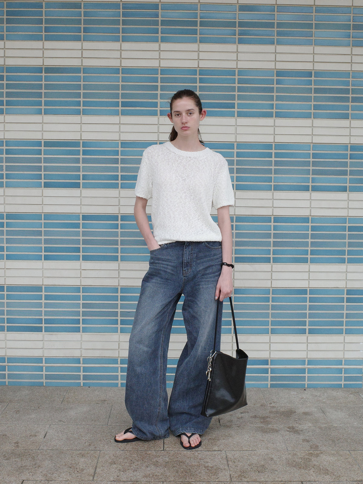 Low Classic Wave Mini Sweater Off White