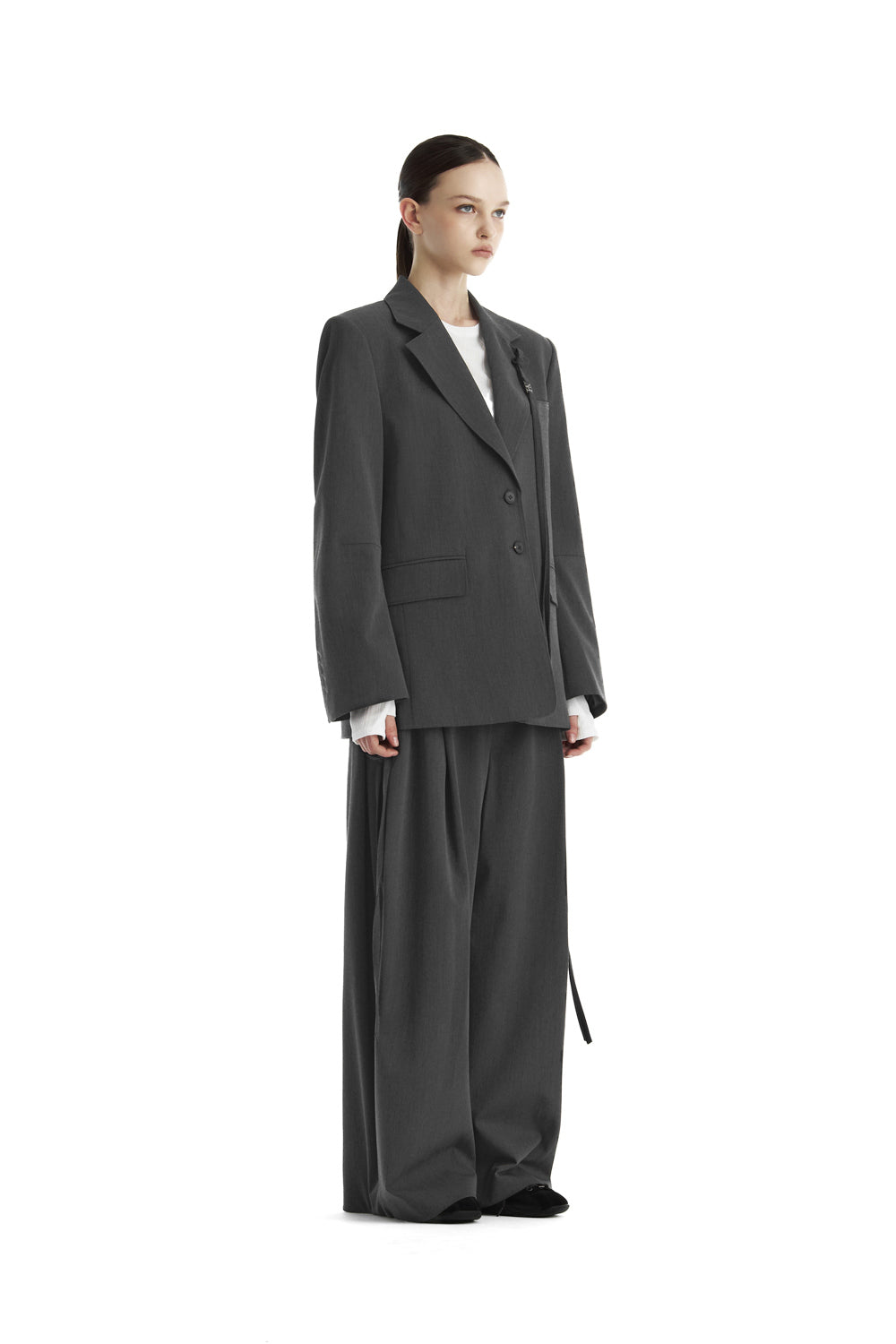 Treemingbird Strap Regular-Fit Set-Up Jacket Charcoal