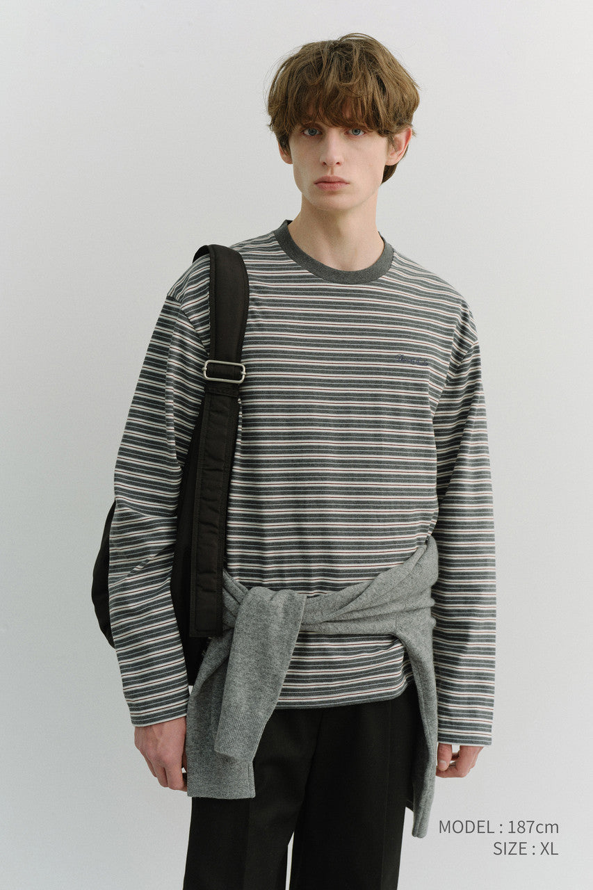 Dunst Unisex Striped T-Shirt Grey Stripe
