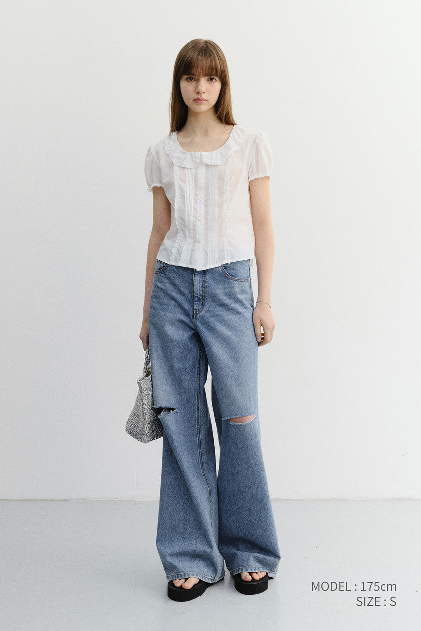 Dunst Frill Collared Blouse White