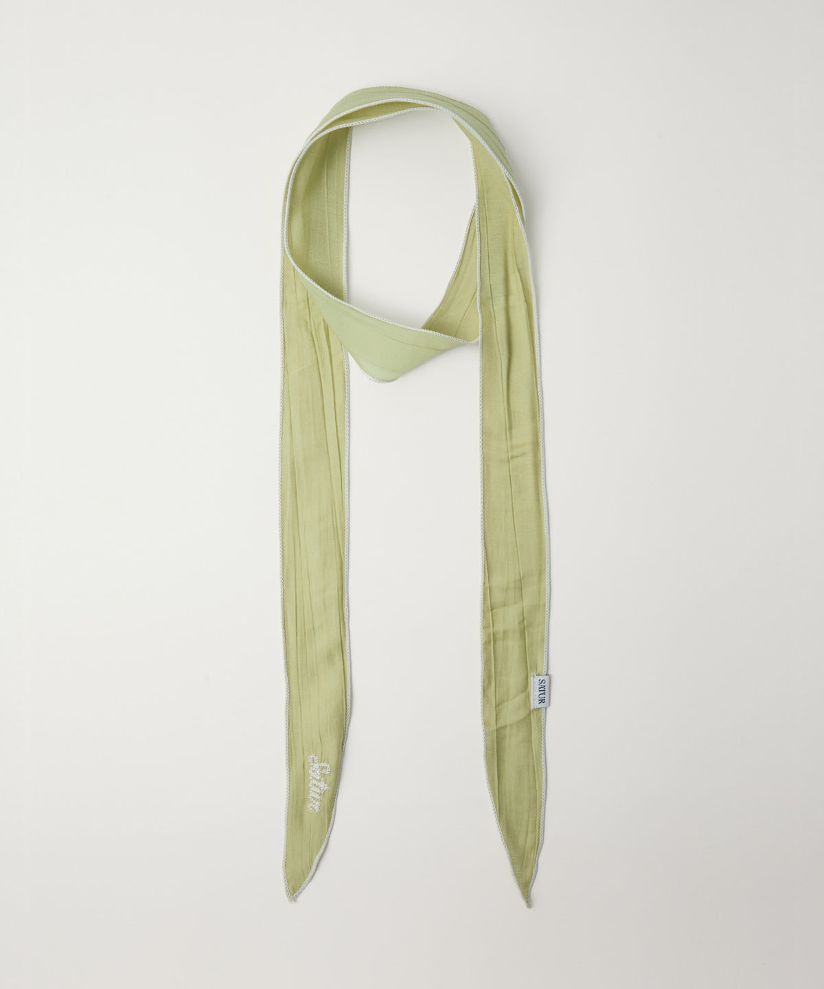 Satur (W) Wrinkle Color Block Scarf - Olive Green
