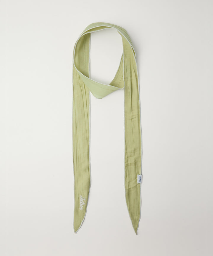 Satur (W) Wrinkle Color Block Scarf - Olive Green