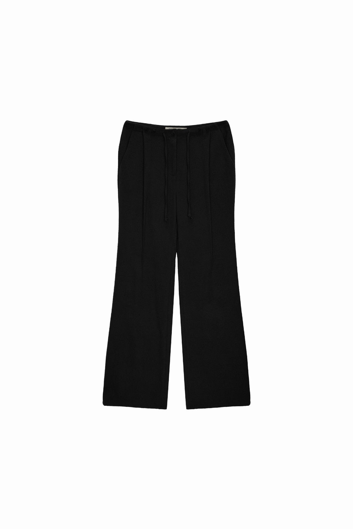 Matinkim Waist Button Point String Slim Pants IN Black