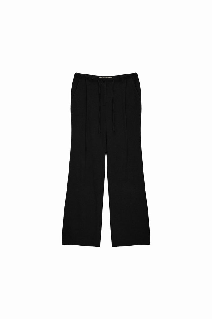 Matinkim Waist Button Point String Slim Pants IN Black