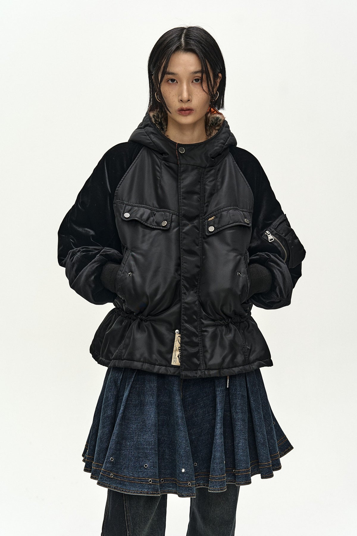 Andersson Bell Utility Hooded Puffer Peplum Jacket