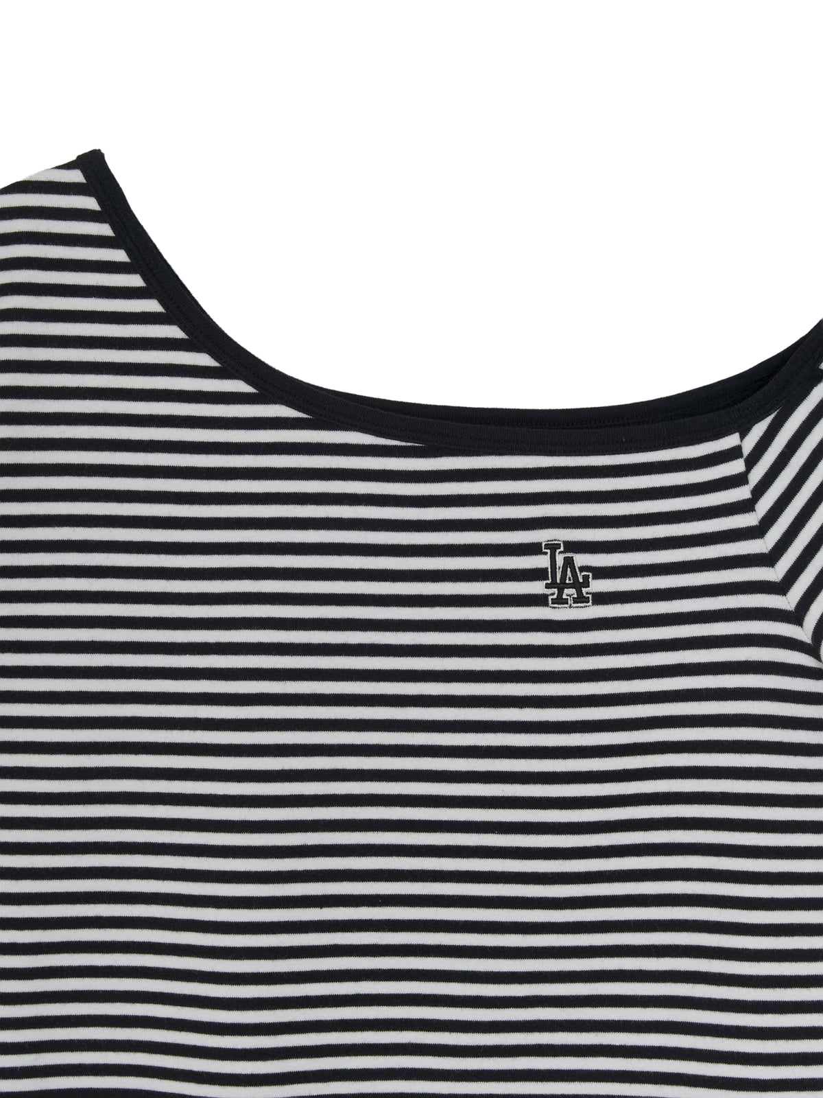 Mlb Women's Varsity Stripe Off Shoulder Slim Semi Crop T-Shirts