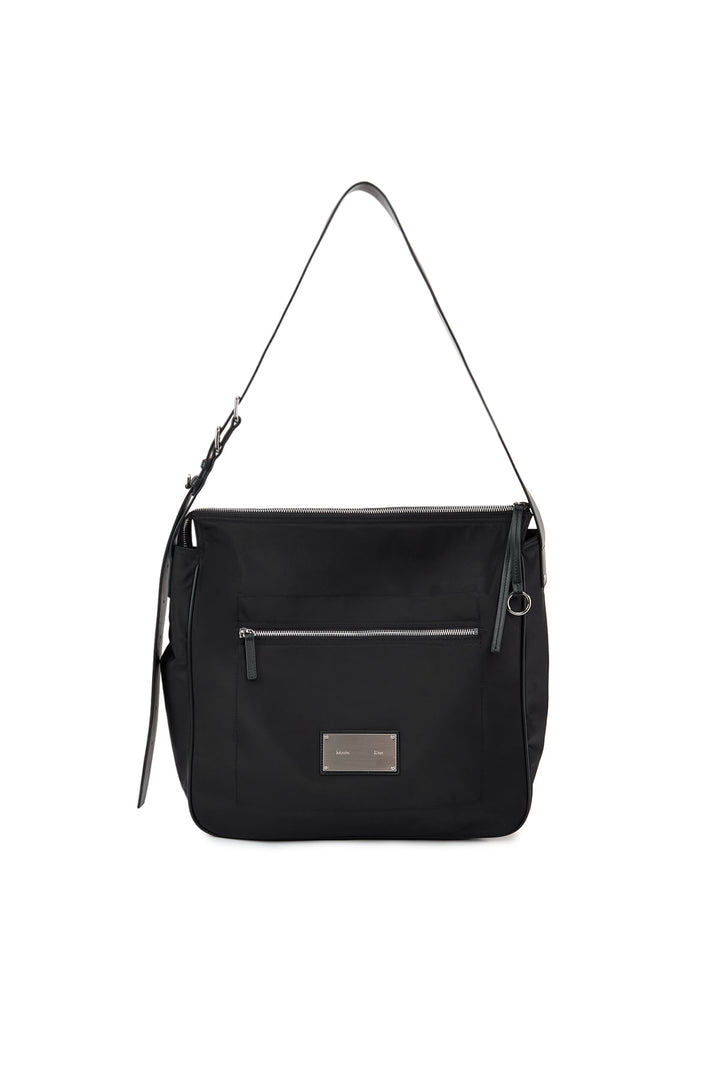 Matinkim Embossed Logo Fabric Shoulder Bag IN Black