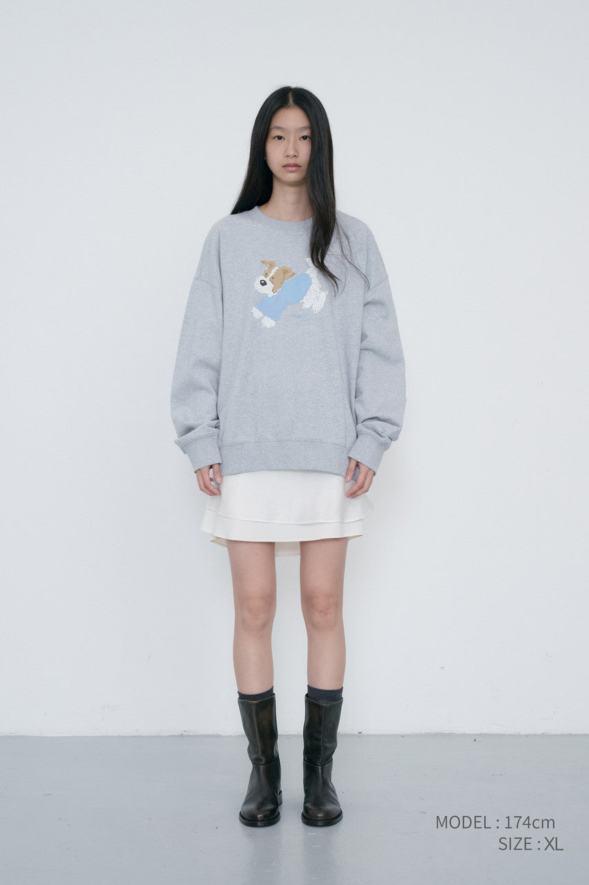 Dunst Unisex Puppy Sweatshirt Mid Melange Grey