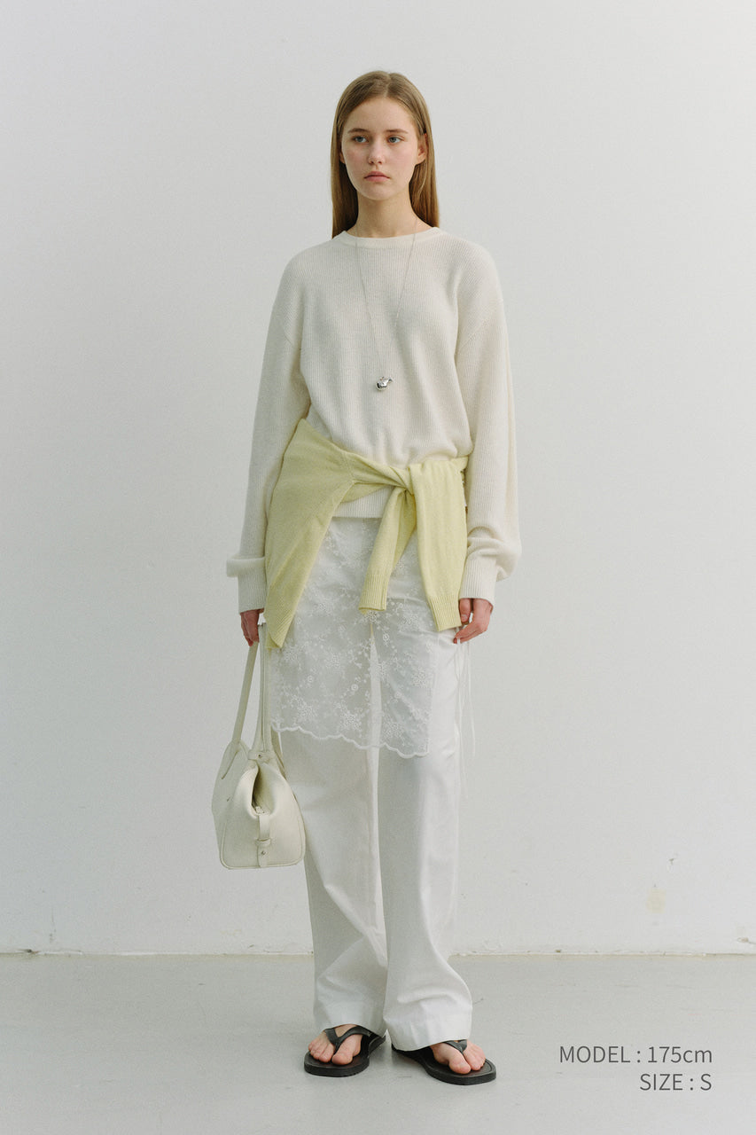 Dunst Unisex Buttoned Crewneck Sweater Ivory