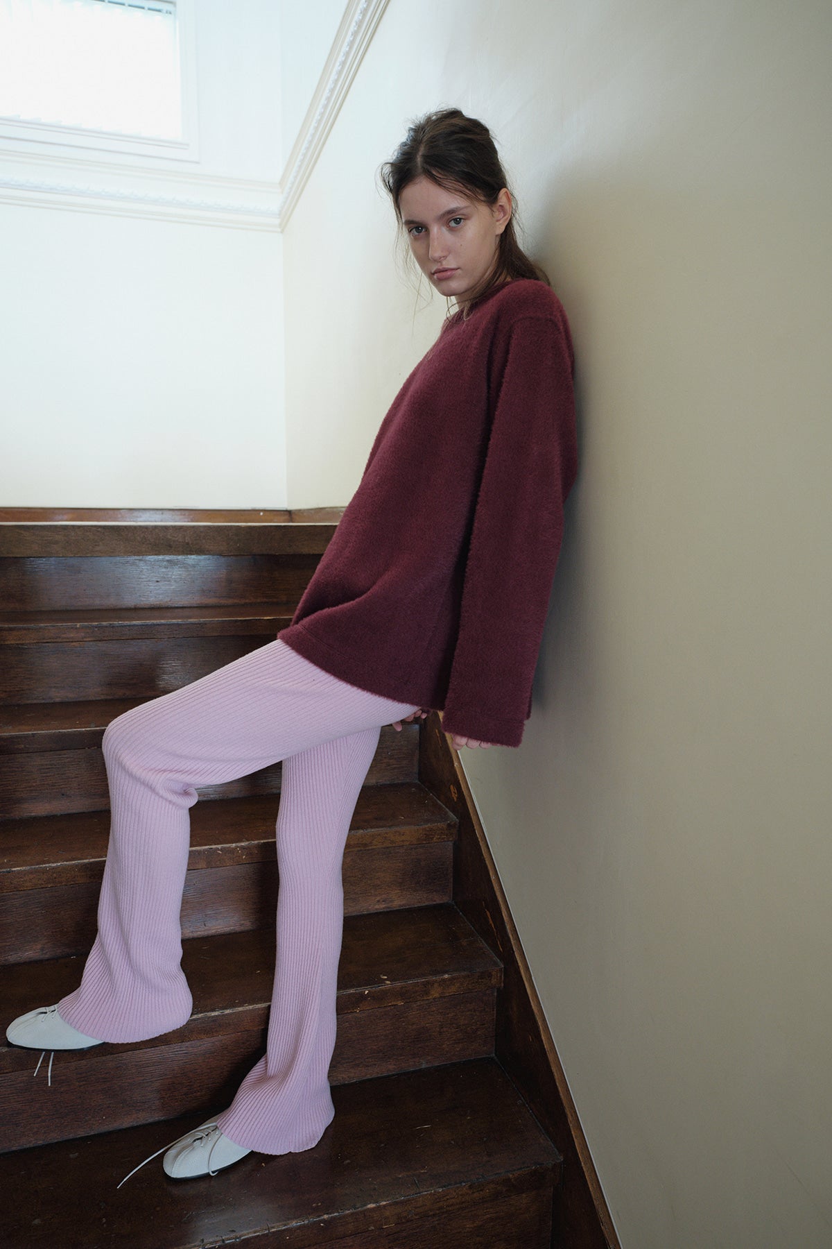 Overdueflair Wool Ribbed Knit Pants Pink