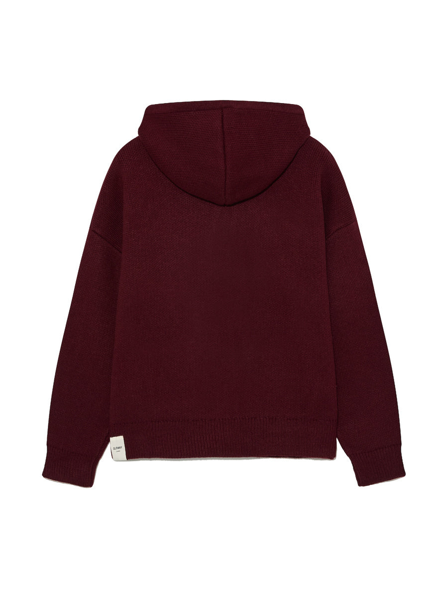 GLOWNY G Jacquard Knit Zip Up (Burgundy)