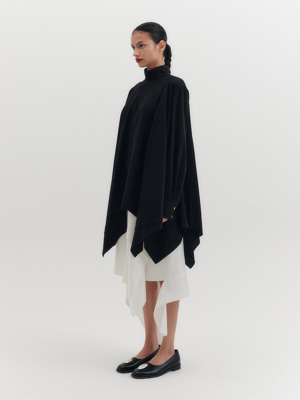 EENK High-Neck Flow Blouse - Black