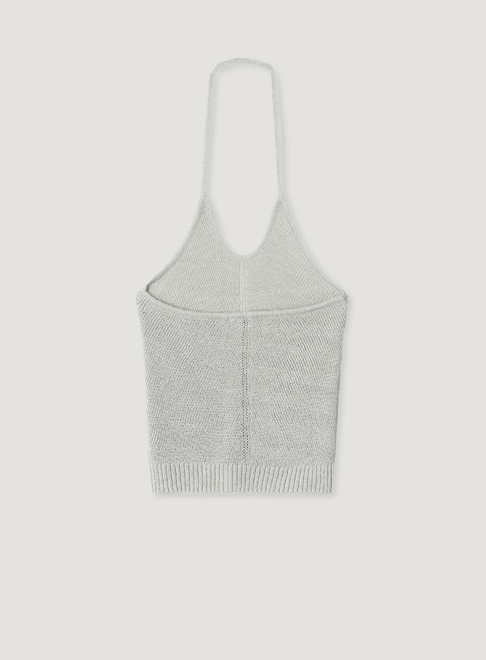 Mango Maniplease Konni Halter Knit Vest Mist Grey