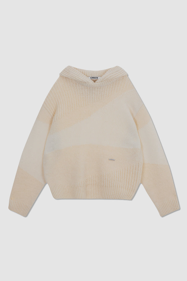 Matinkim Color Mix Unbalance Knit Hoody IN Ivory