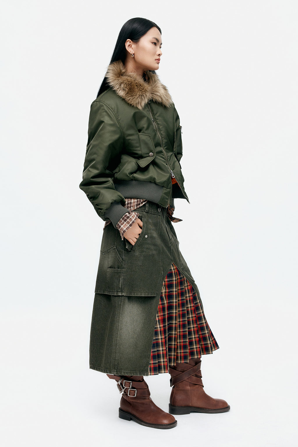 Andersson Bell Raptor Layered Pleats Skirt Green)