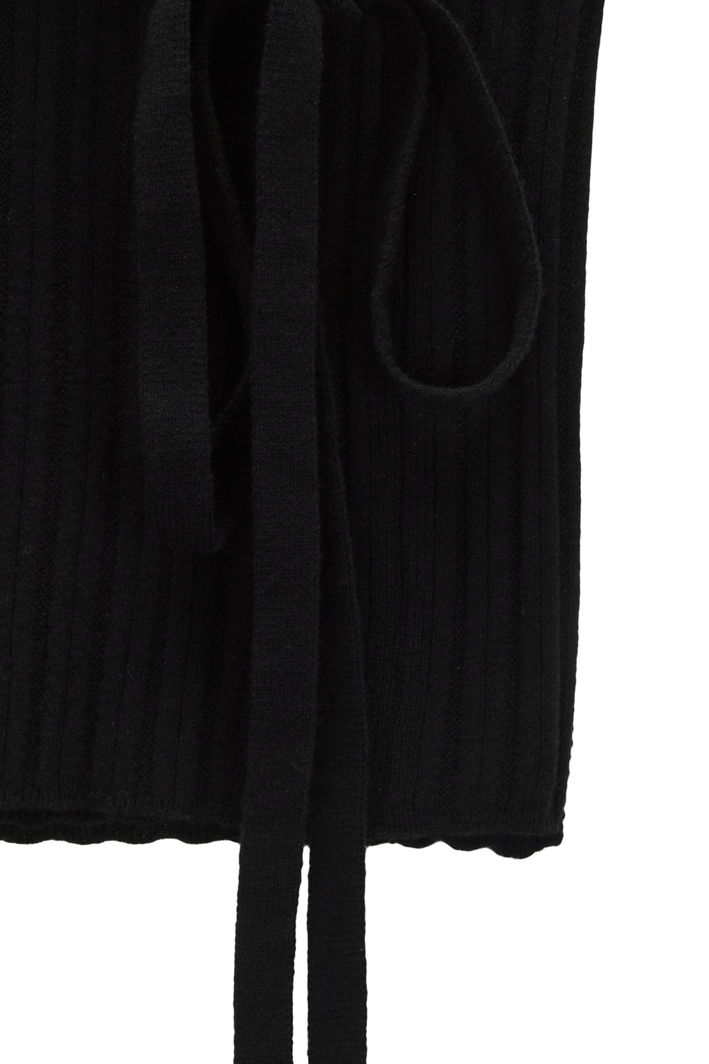 [matinkim] LAYERED KNIT STRING WRAP SKIRT IN BLACK