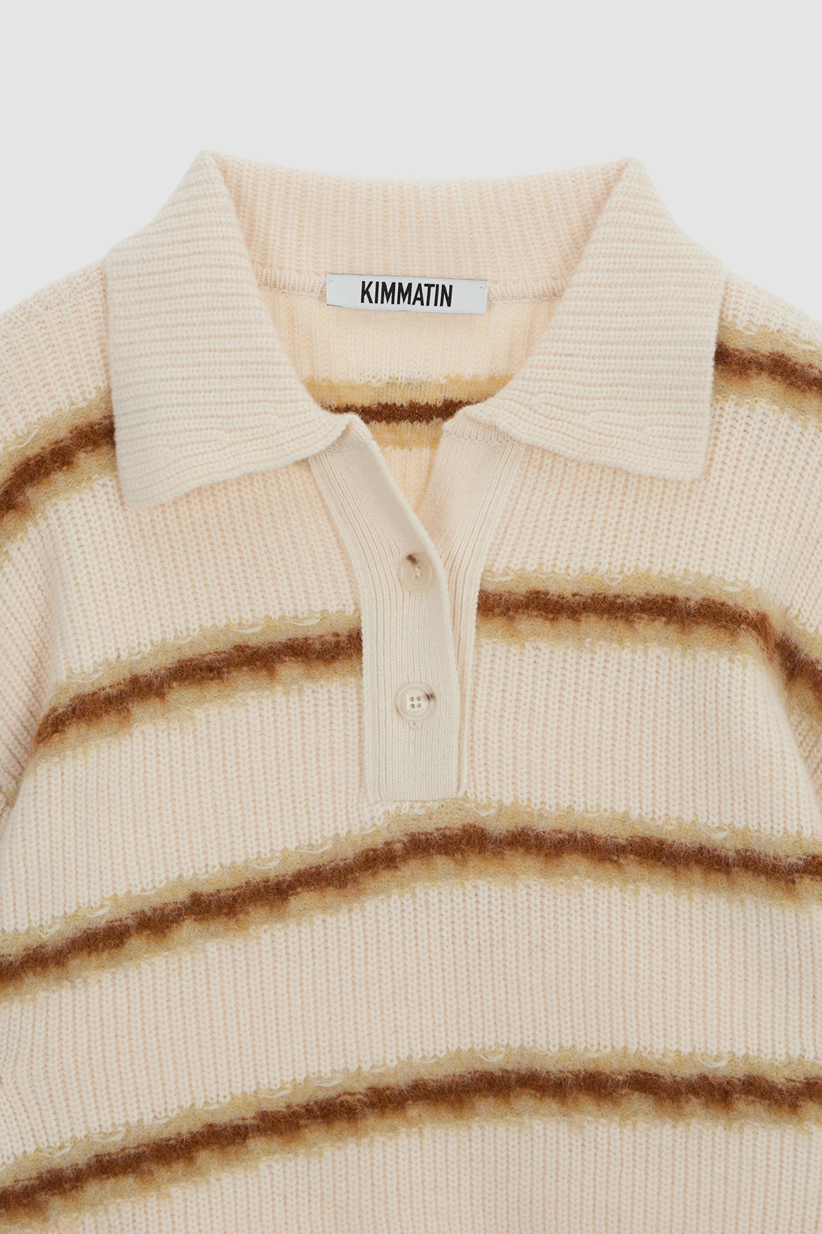 Matinkim Hairy Stripe Pique Knit Top IN Ivory