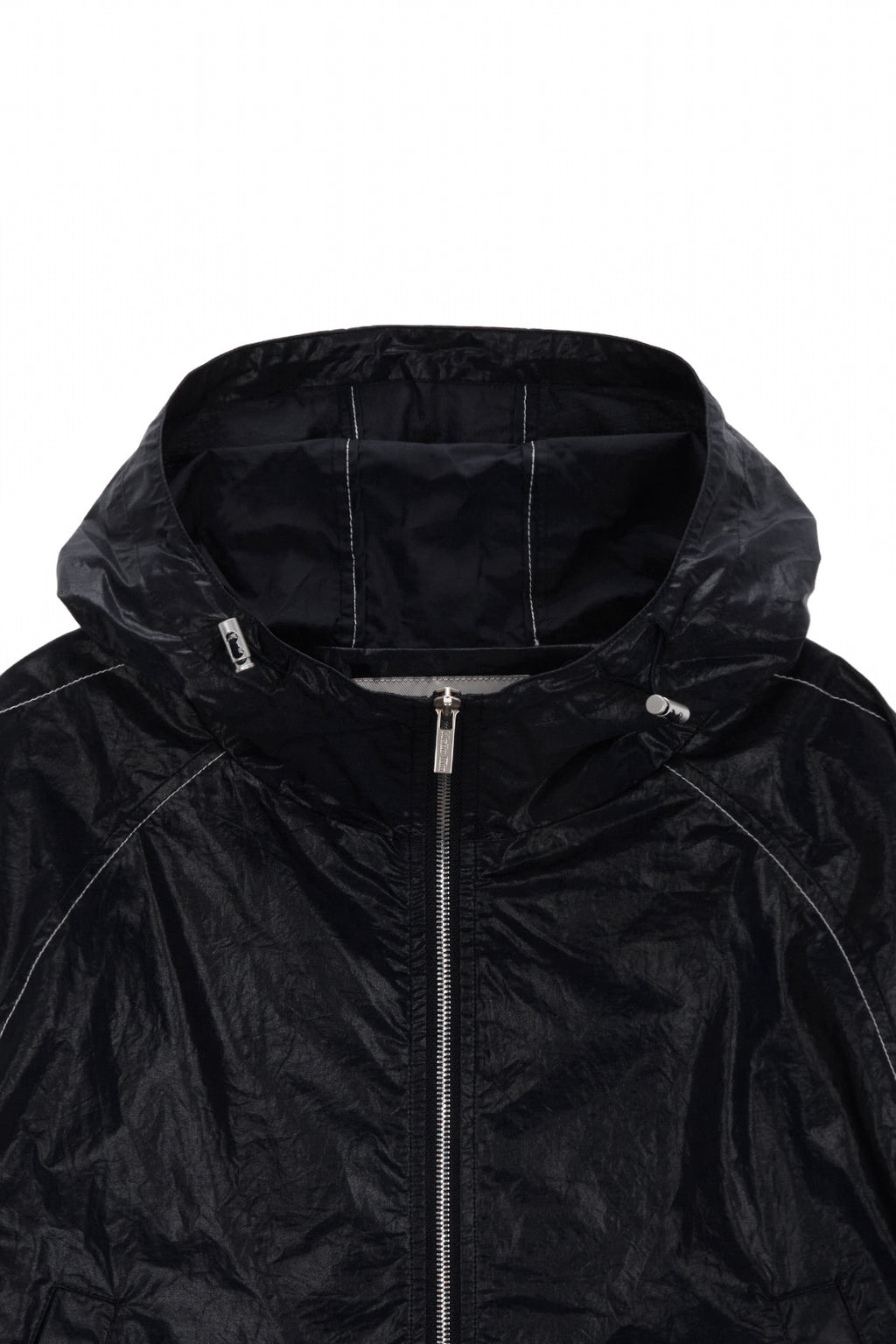 [matinkim] MATIN CROP HOODY COATING JUMPER IN BLACK