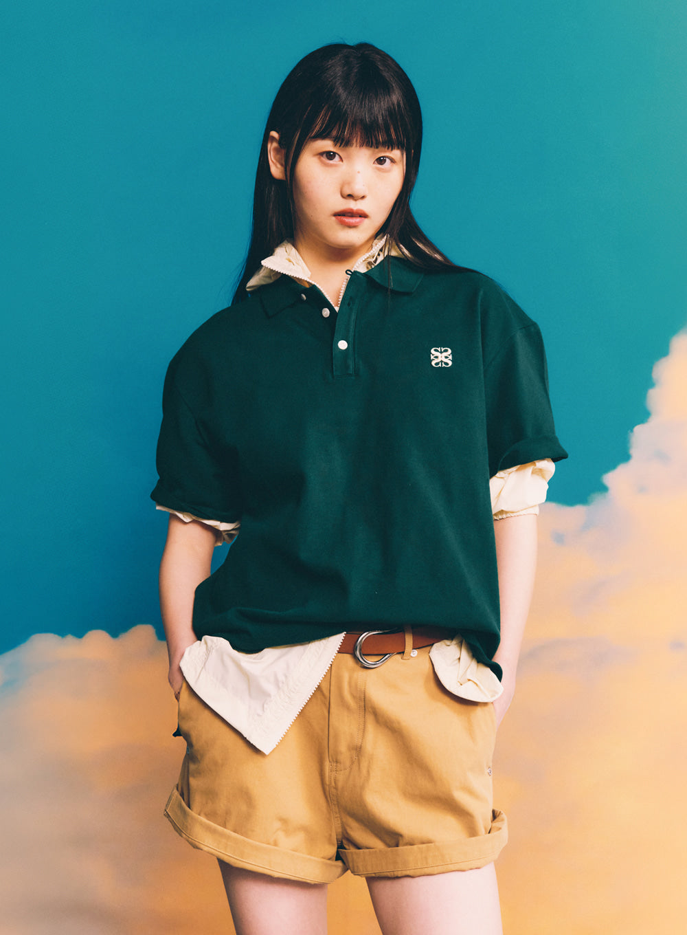[satur] (W) Basic Pique Polo T-Shirt - Green