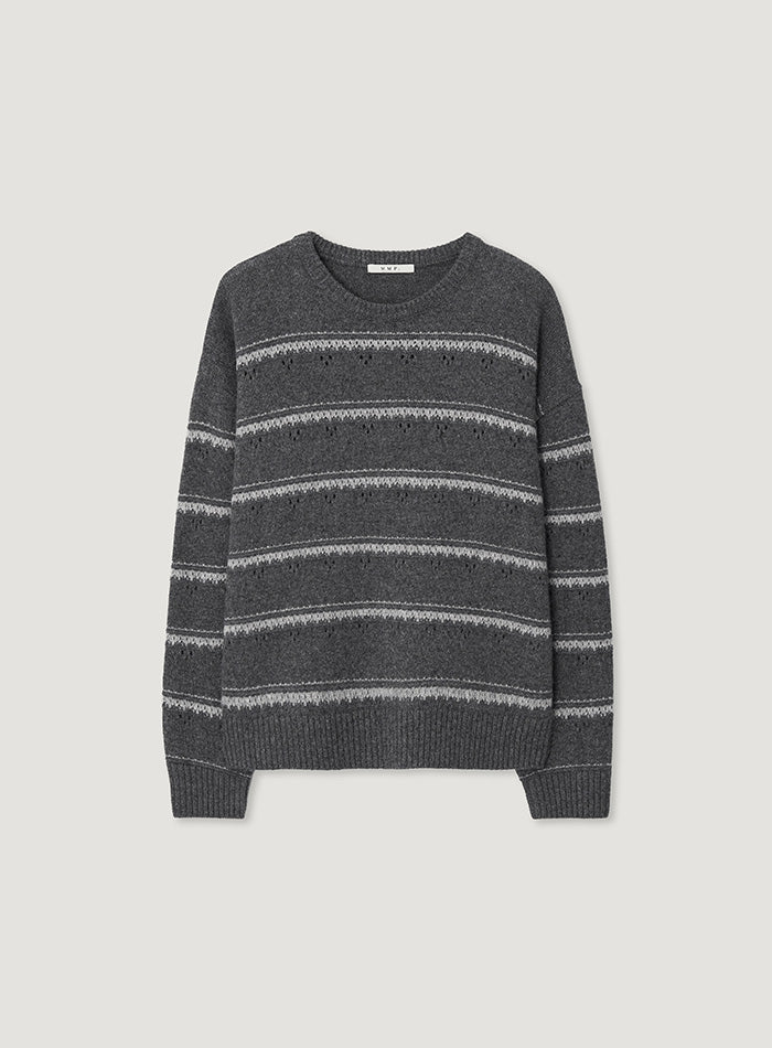 Mango Maniplease Montie Stripe Knit Grey