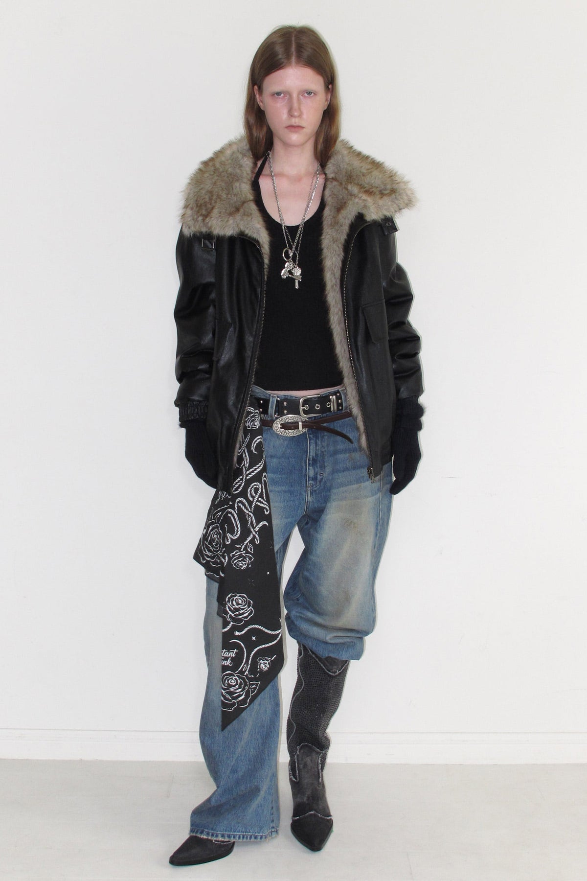 Instantfunk Reversible High Neck Fur Jumper - Black
