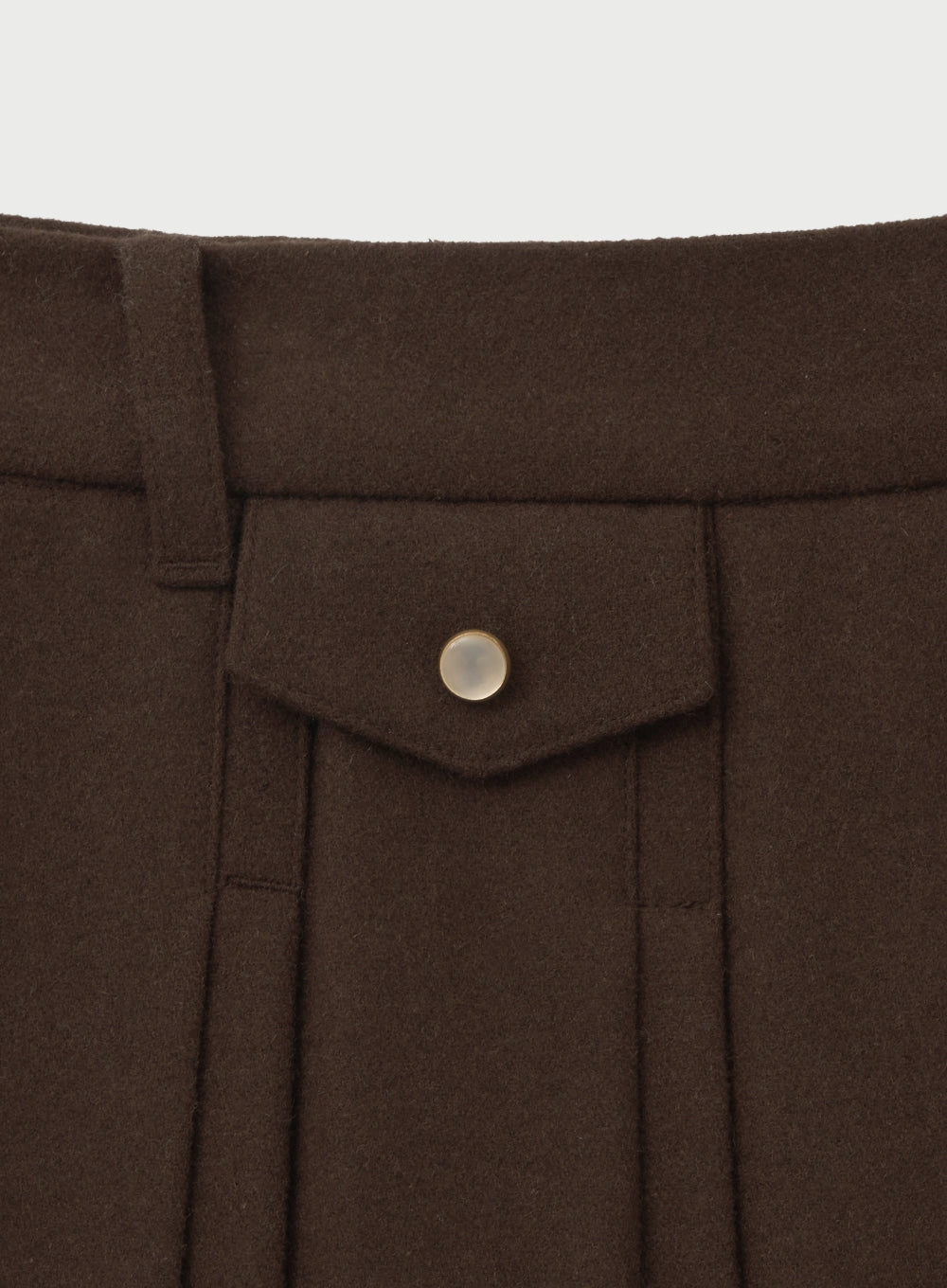 [satur] (W) Wool Blend Pleats Mini Skirt - Dark Brown