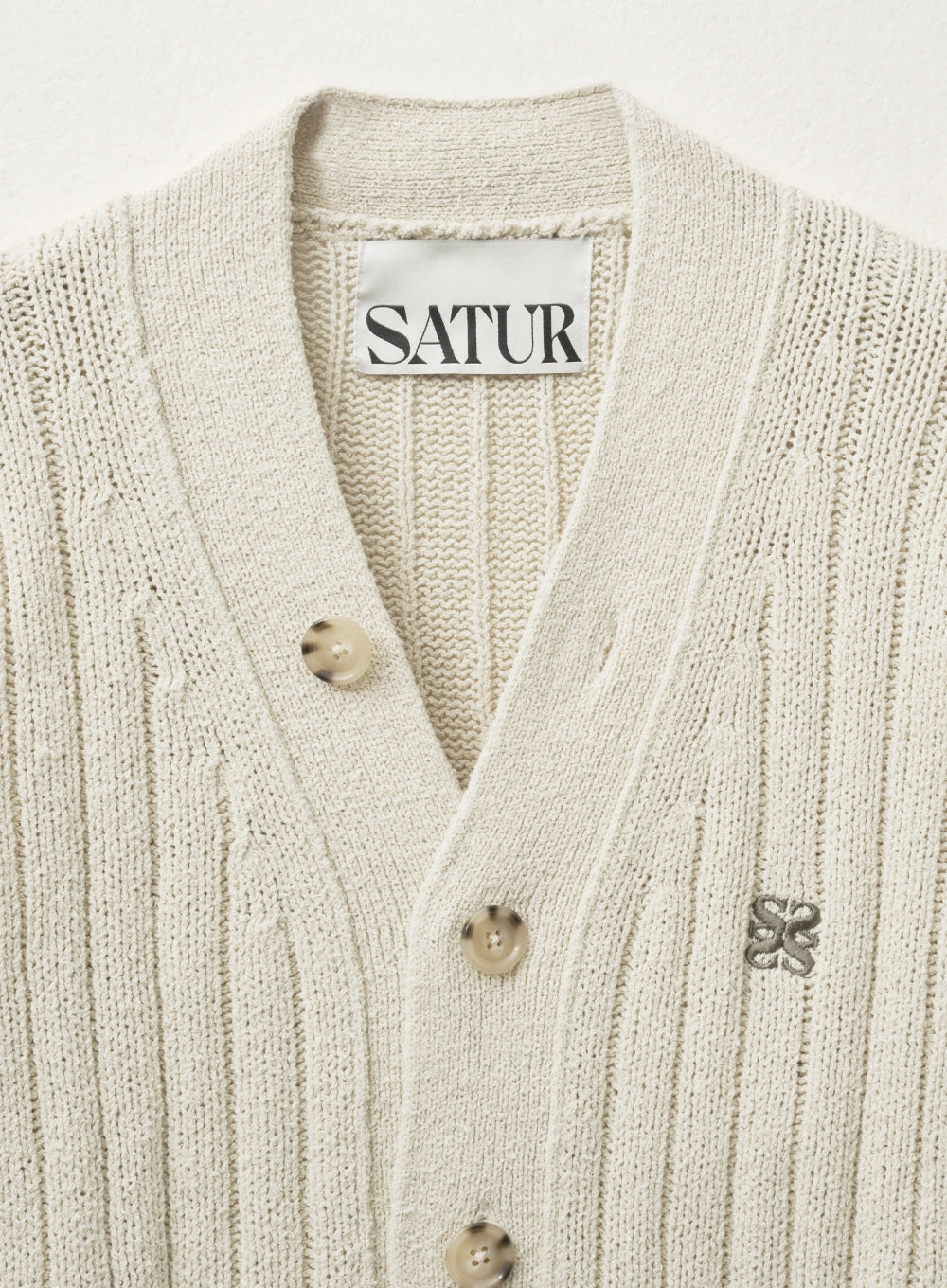 [satur] (W) Faro Over Size Boucle Cardigan - Lucent Ivory