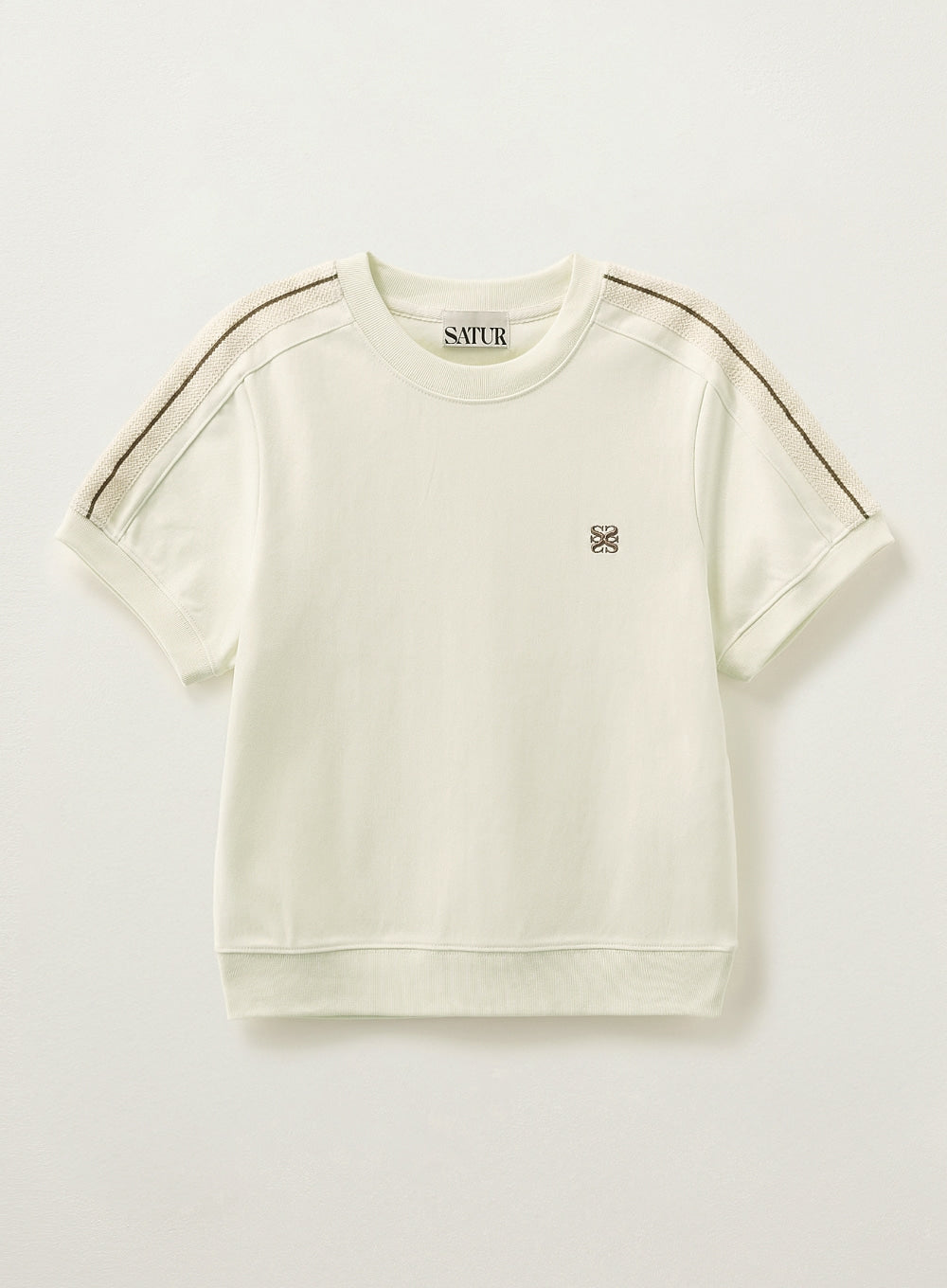 [satur] (W) Lawton Crop Half Sweatshirt - Cream