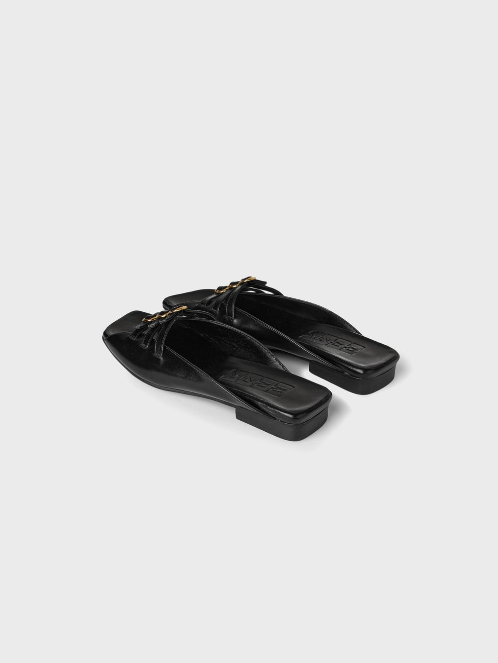 EENK Triple Buckle Square Flats - Black