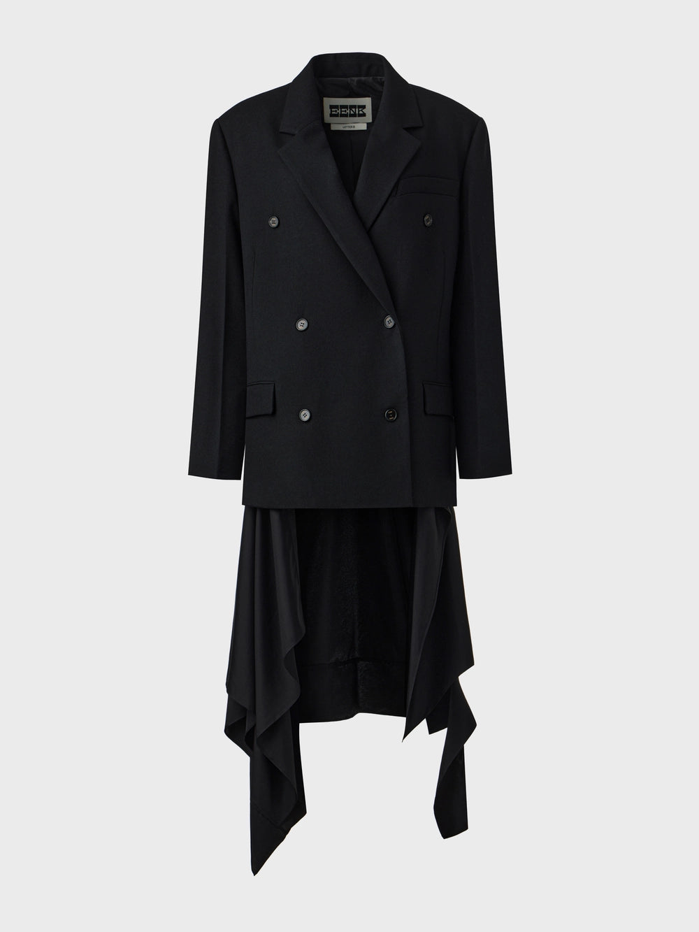 EENK Transformable Double-Breasted Blazer - Black