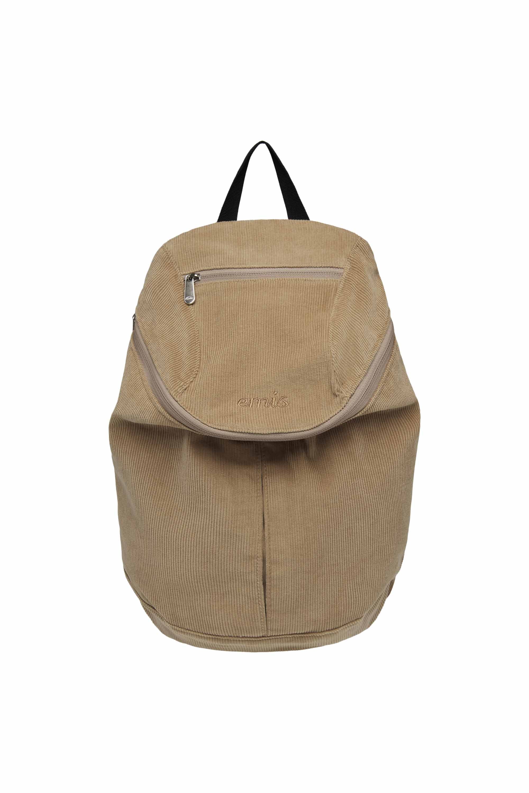 CORDUROY ZIP AROUND BACKPACK-BEIGE