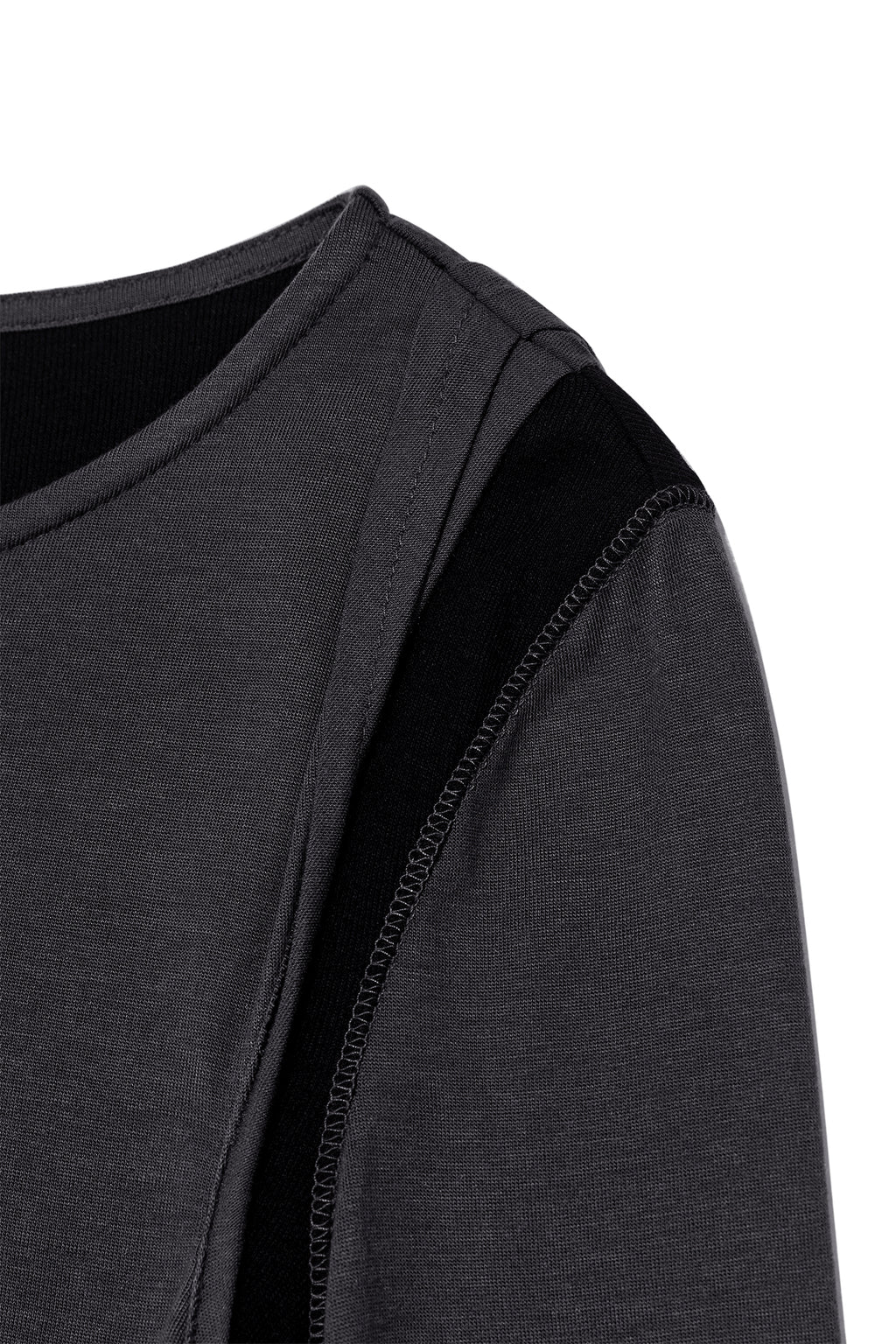 [matinkim] TURN UP DETAIL LAYERED TOP IN CHARCOAL