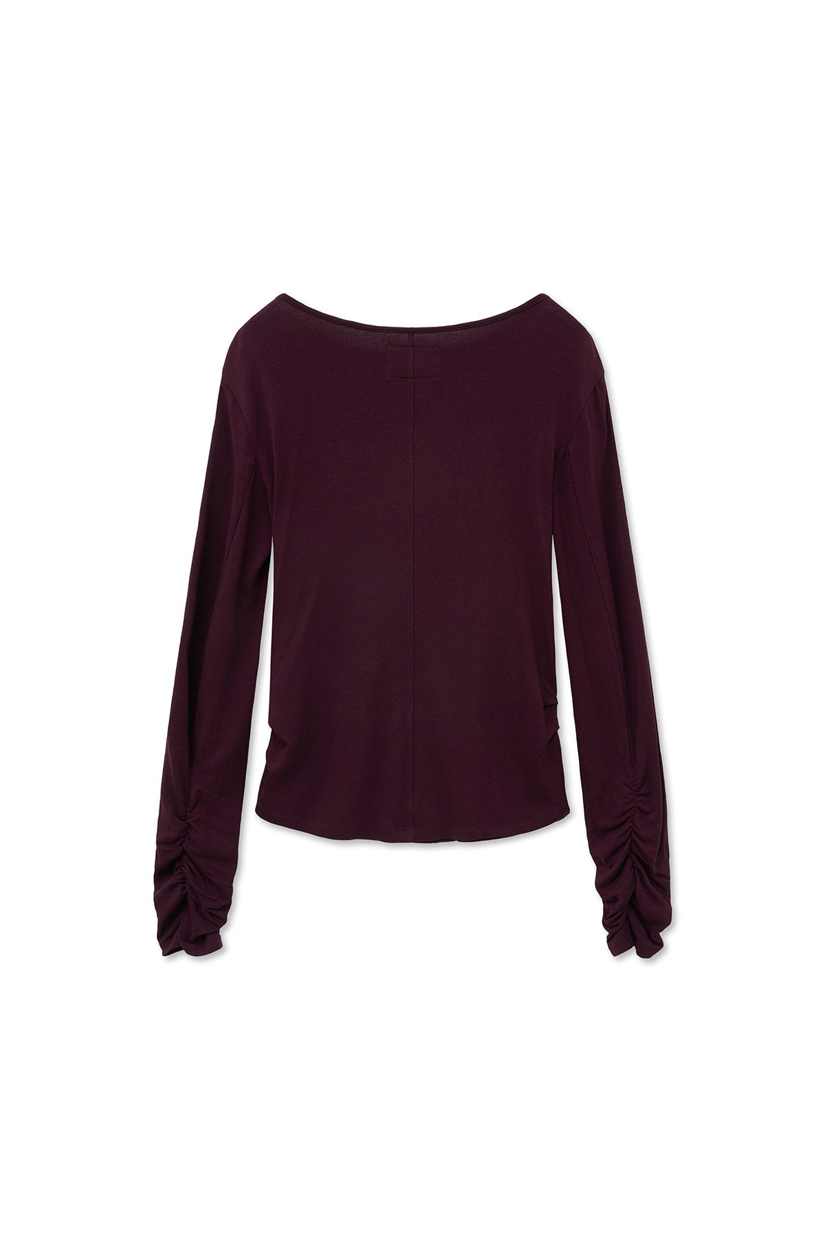 [matinkim] HENLY NECK SHIRRING TOP IN BURGUNDY