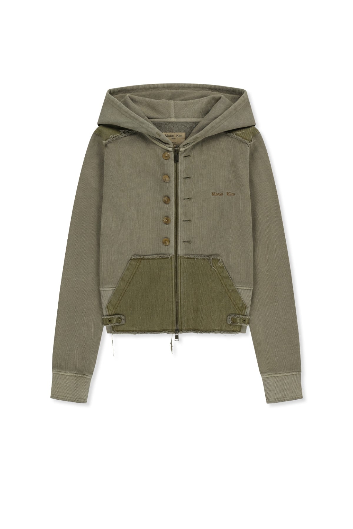 Matinkim Faded Washed Hoody Zip UP IN Khaki