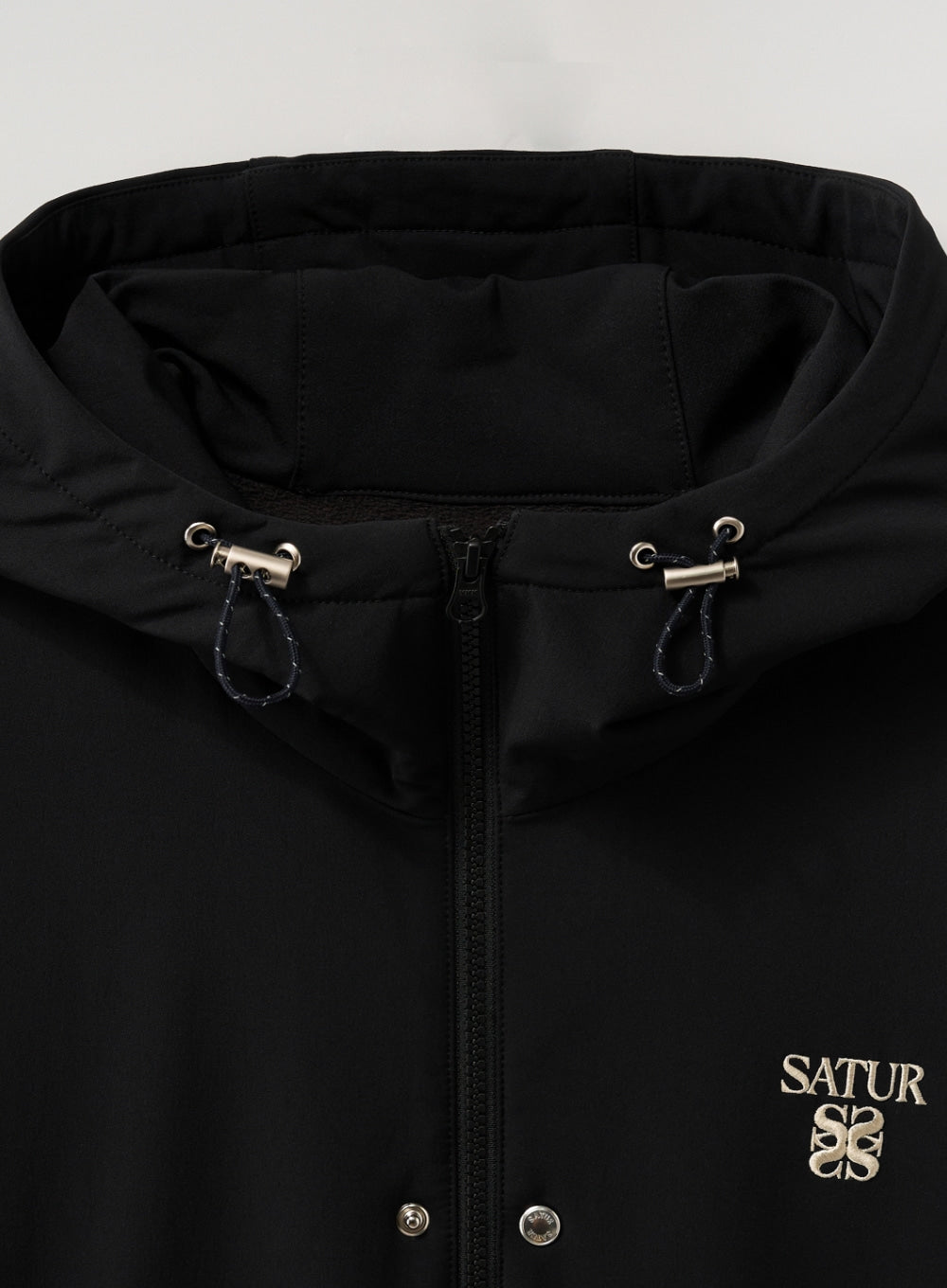 [satur] Teo Nylon Fleece Hood Jacket - Black