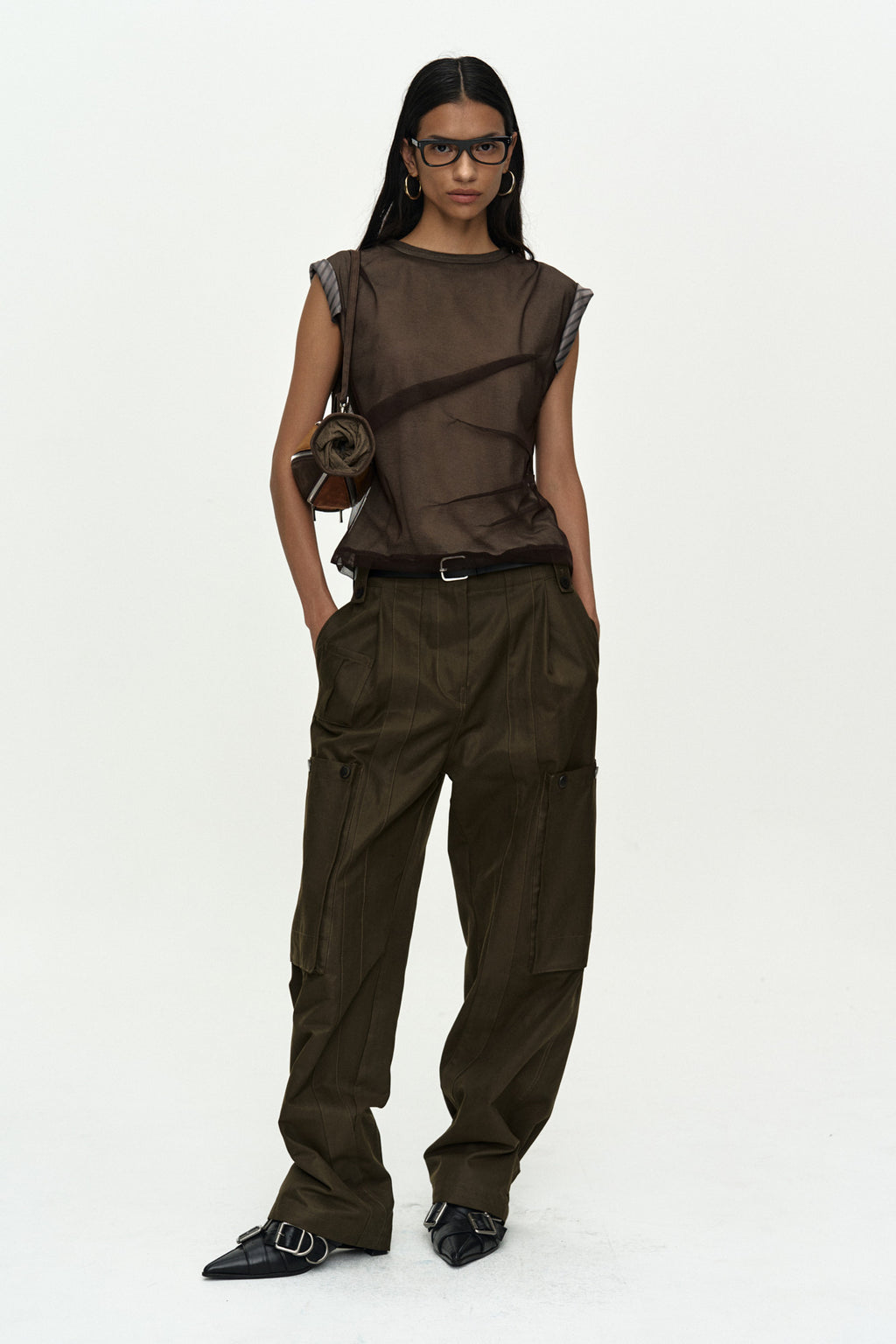 Andersson Bell Layered Mesh Tuck & Dart Top